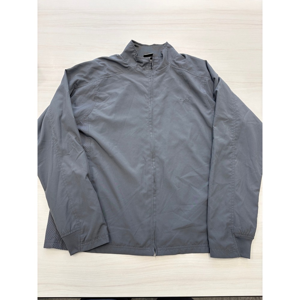 Champion Jacket Mens Medium Gray Full Zip Lightweight Windbreaker Athletic